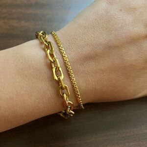 Gold Plated Stainless Steel 2 Piece Bracelet Set